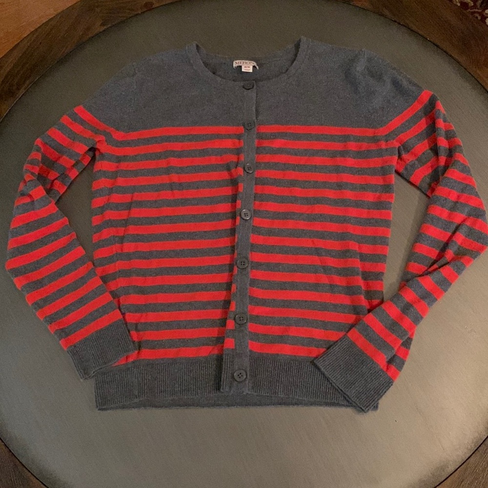 Merona Gray and Orange Striped Sweater